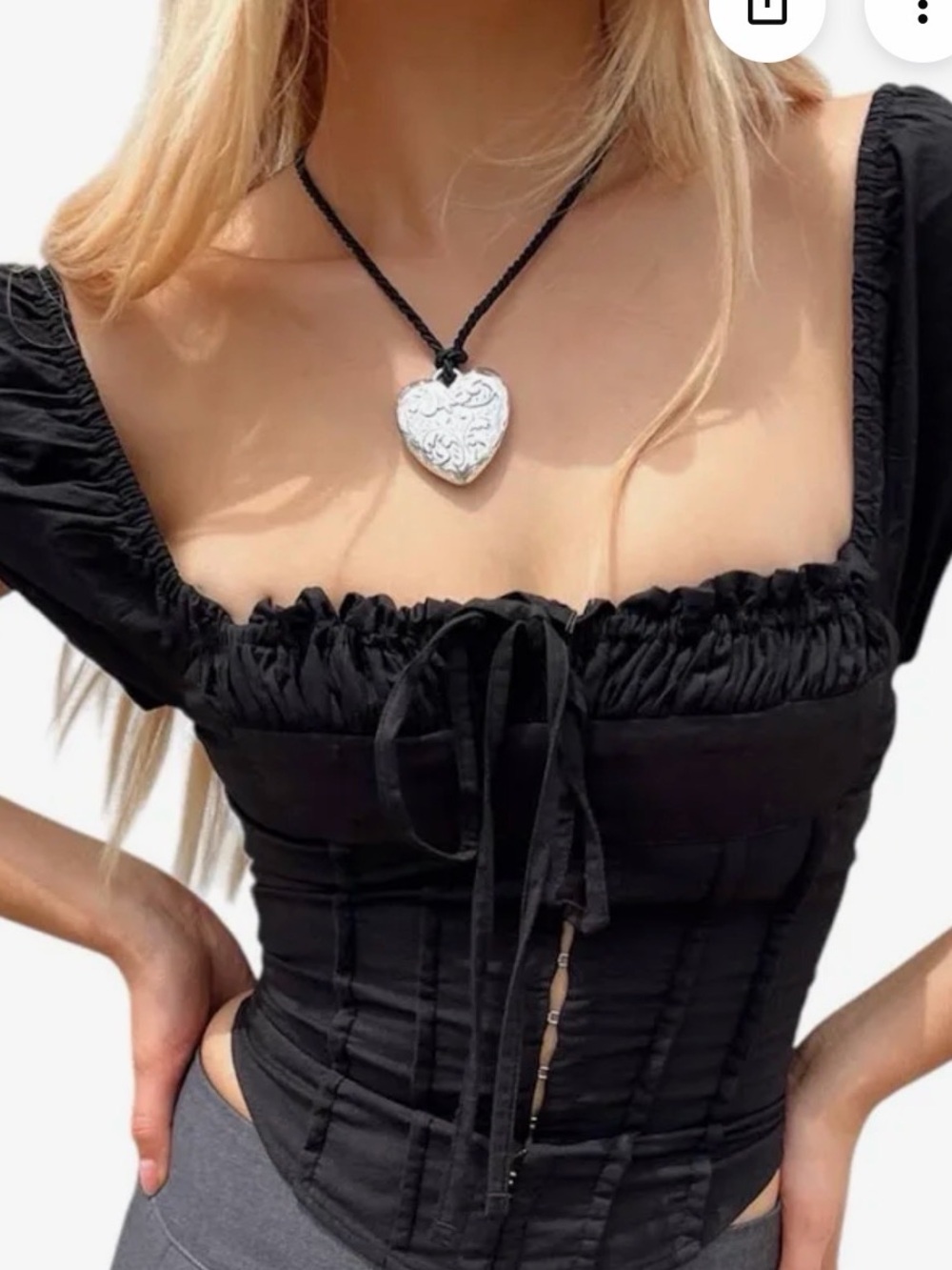 Princess Polly Ivory Peasant Corset Top with Sweetheart Neckline color white